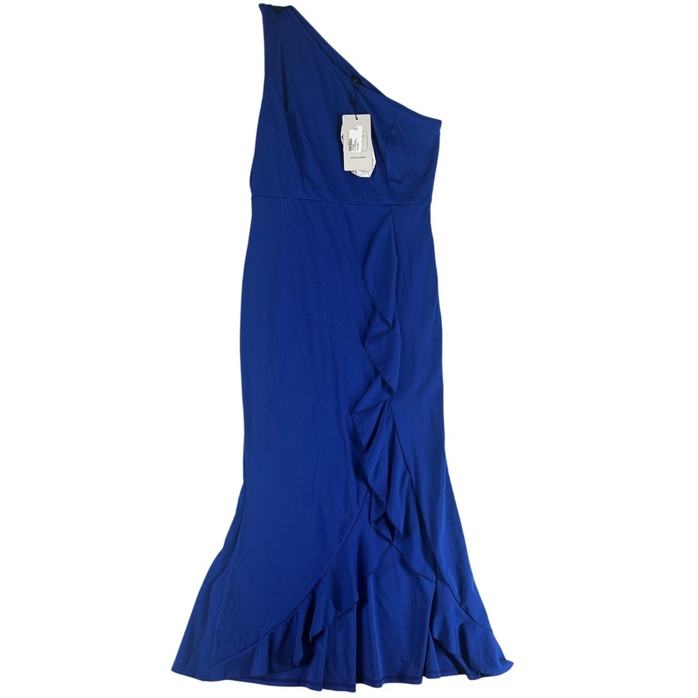 Kohl's Royal Blue Sleeveless One Shoulder Maxi Dress Women's Size Large NWT